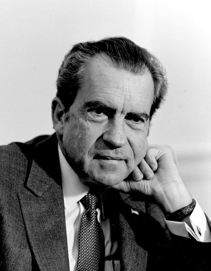 An informal portrait of President Richard Nixon.