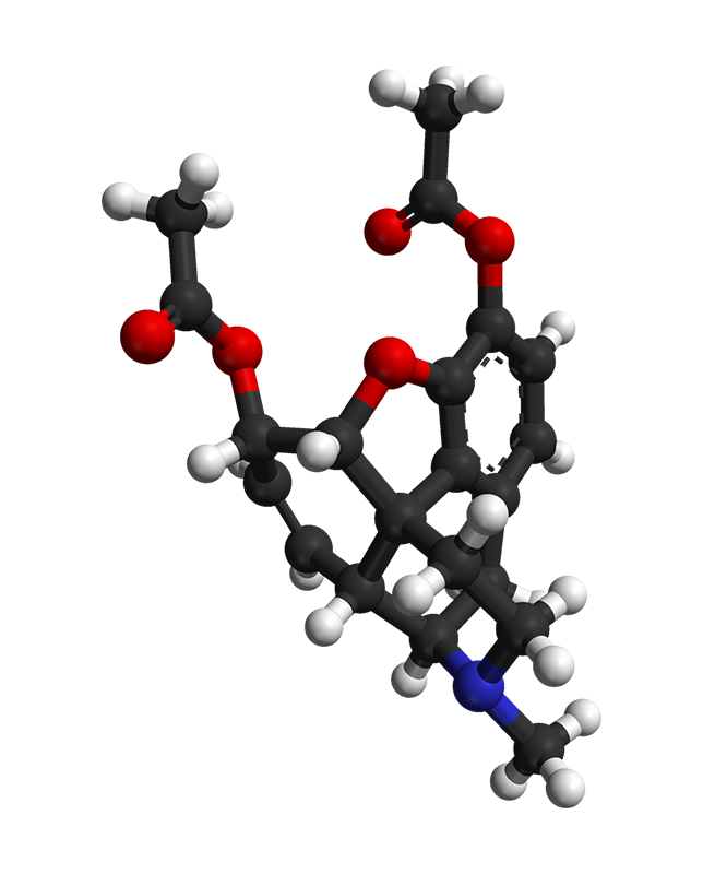 Molecular model of heroin.