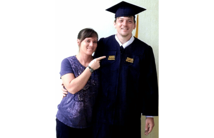 Jeffrey Moore and his sister at his graduation